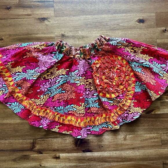 NEW Matilda Jane Platinum Gretchen Floral Circle Twirl Skirt Red Orange Purple 4 - Picture 2 of 7